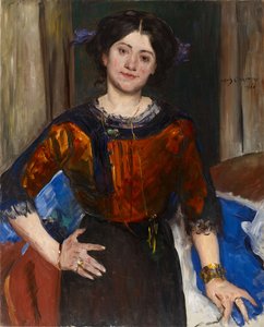 Portrait of Charlotte Corinth in a Brown Blouse by Lovis Corinth